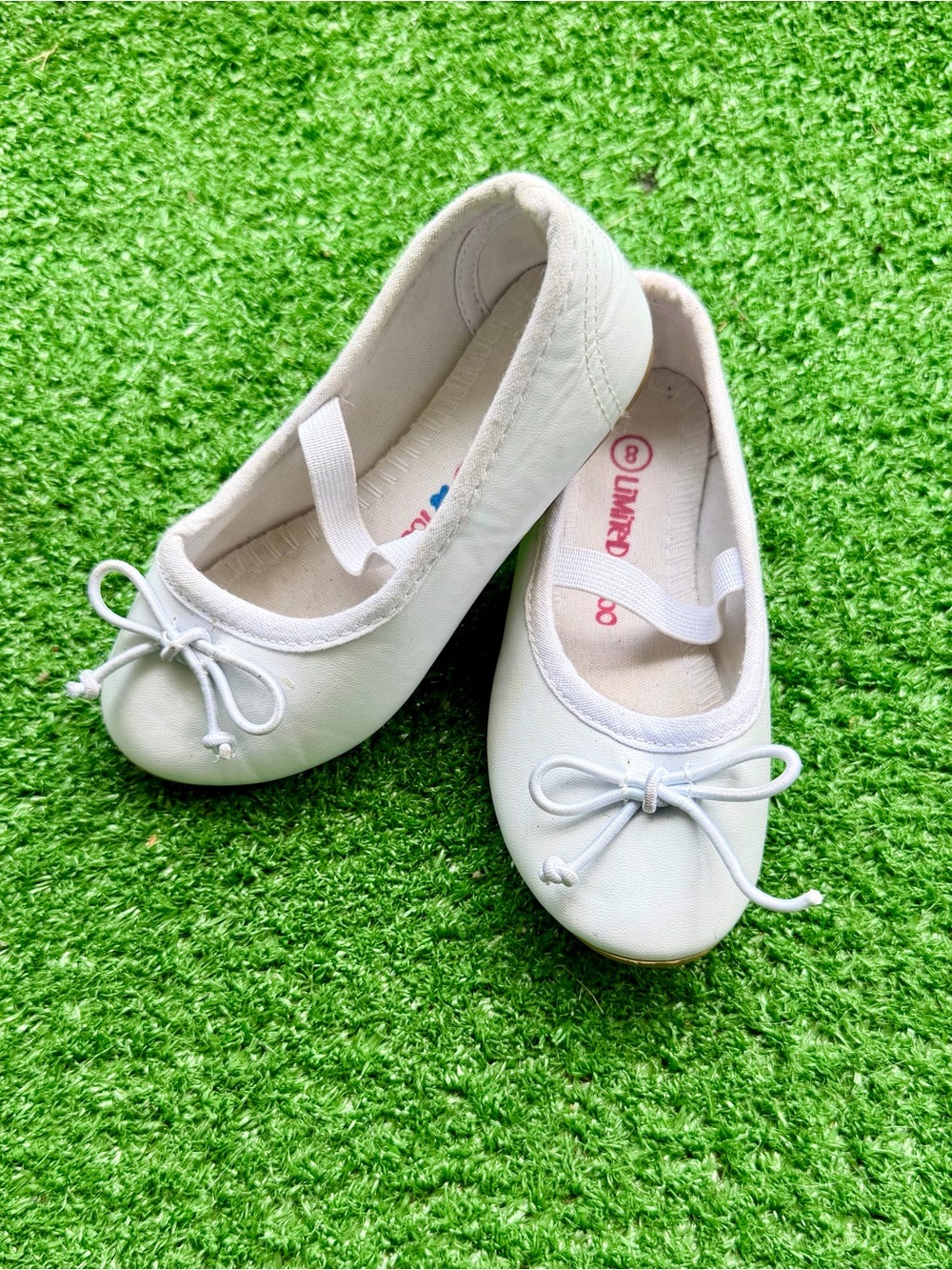 Limited Too White Faux Leather Elastic Strap Ballet Flats Toddler 8